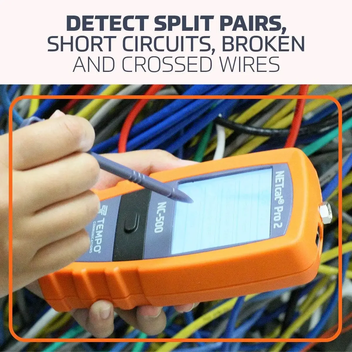 Probador de Cable Digital de NC-500 para voz, datos, vídeo, coaxial, Ethernet, paso de cableado TDR