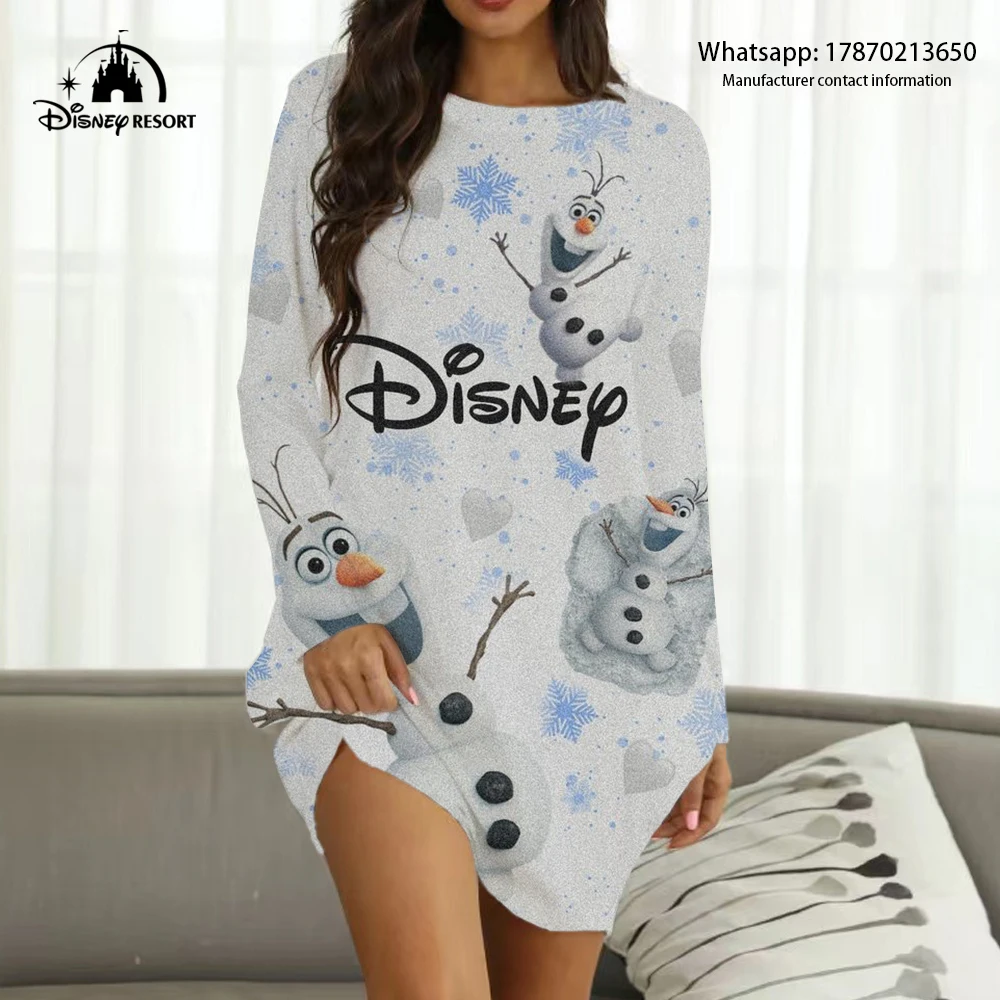 New Frozen Anime Queen Elsa Disney Brand Fall 2022 Streetwear Ladies Sexy Party Club Dress Women's Boho Loungewear Y2K