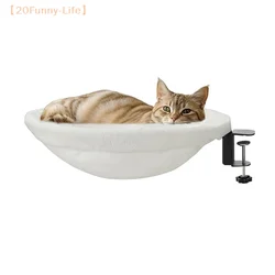 Cat Desk Bed Desk Cat Perch Comfortable Soft Round Desktop Cat Bed Table Mount Cat's Nest With Pet Mat Office Work Deskcat Bed