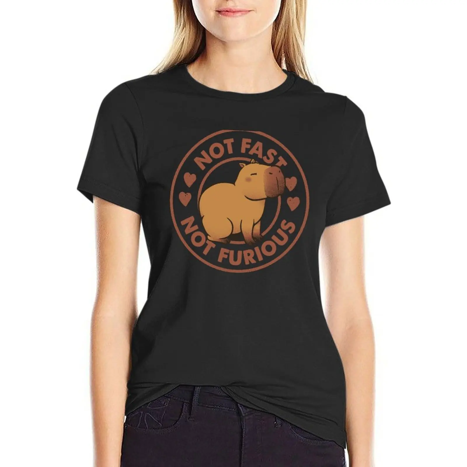 Not Fast Not Furious Capybara by Tobe Fonseca T-Shirt summer clothes lady clothes female Women's tops