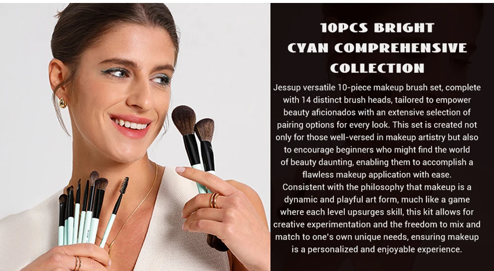 Jessup Make-up-Pinsel-Set, 2/3/6/10 Stück, doppelseitiger Foundation-Konturpinsel, Rouge, Blending, Lidschatten, Concealer, tierversuchsfrei, T500 – Detail 2