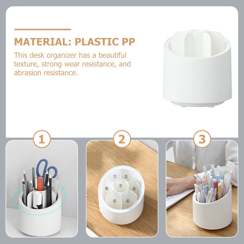 

360 Degrees Rotatable Makeup Brush Pen Holder PP Material Desktop Organizer Stationary Container Art Supply Storage Box