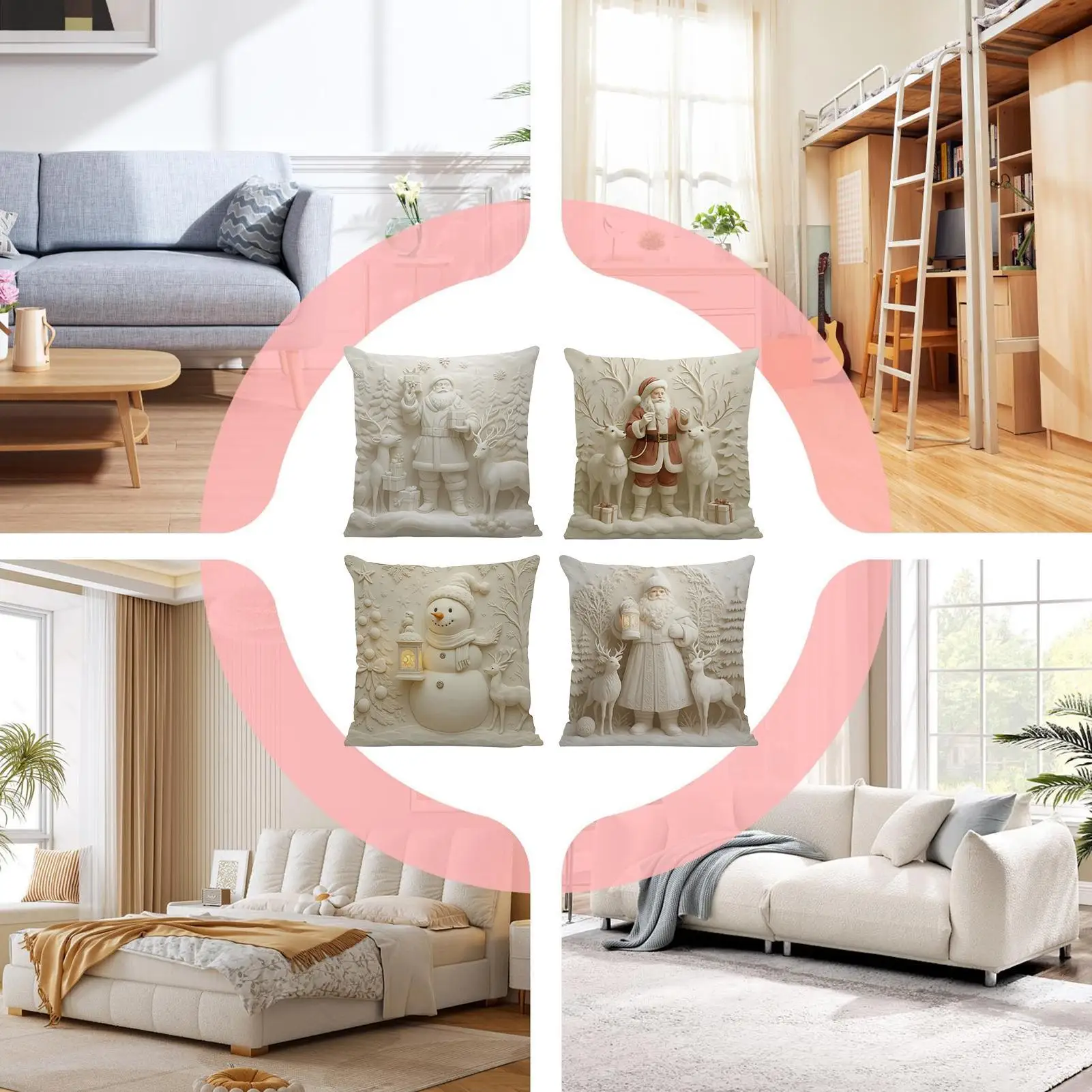 4 قطعة عيد الميلاد وسادة تغطي 45x45 سنتيمتر سادات عيد الميلاد رمي وسادة تغطي للمنزل 2025 عيد الميلاد أريكة الأريكة هدايا السنة الجديدة 2026 #5