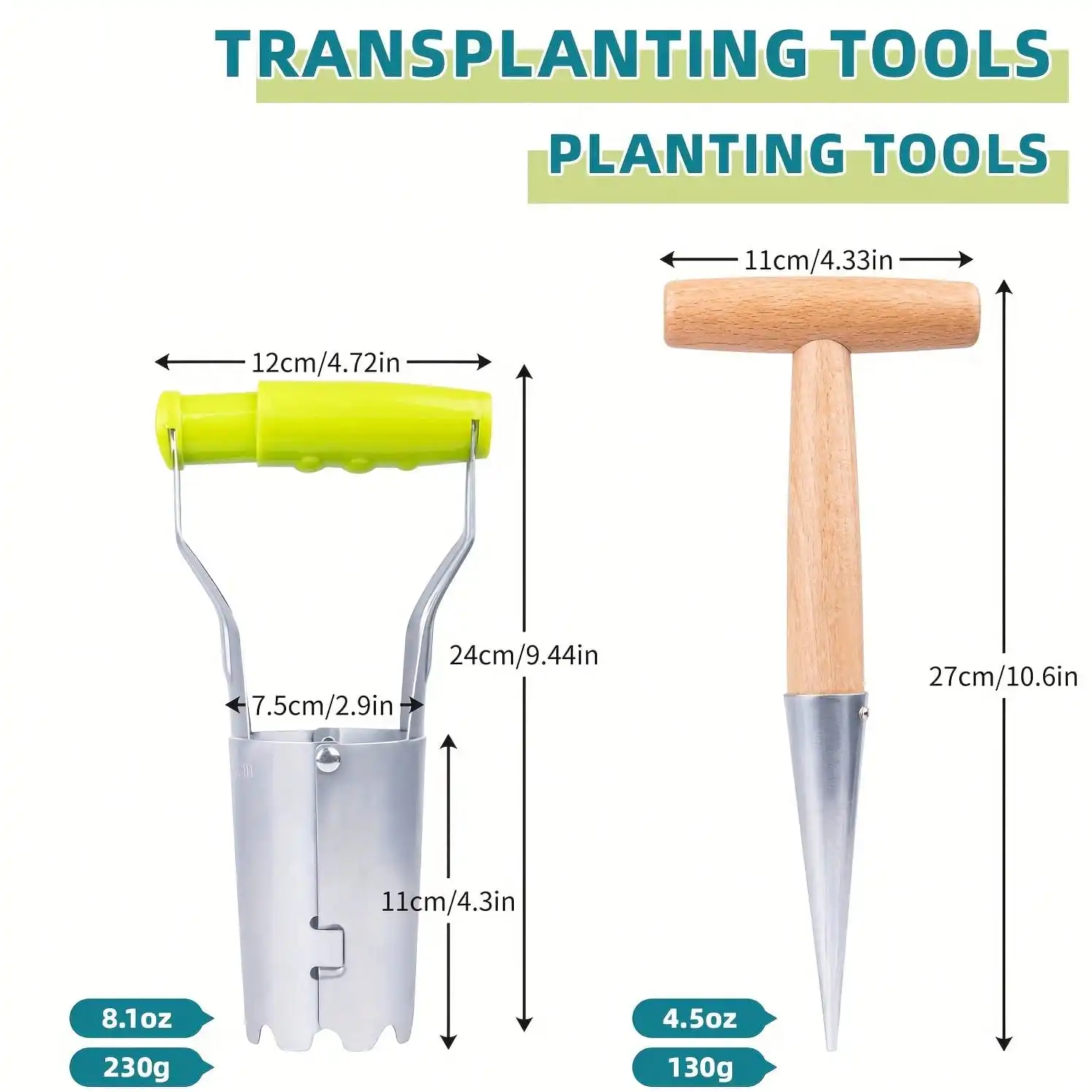 

Набор из 2 садовых инструментов для посадки луковичных растений, 4-дюймовый сажалка-шар и копатель, для пересадки тюльпанов и мелких растений, для использования в горшках и клумбах