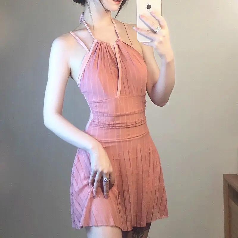 

Ladies' 2025 New High-End Sensation Small Chest Hanging Ne-Piece Dr Sle Hot Spring Bathing Slimming Belly Covering...