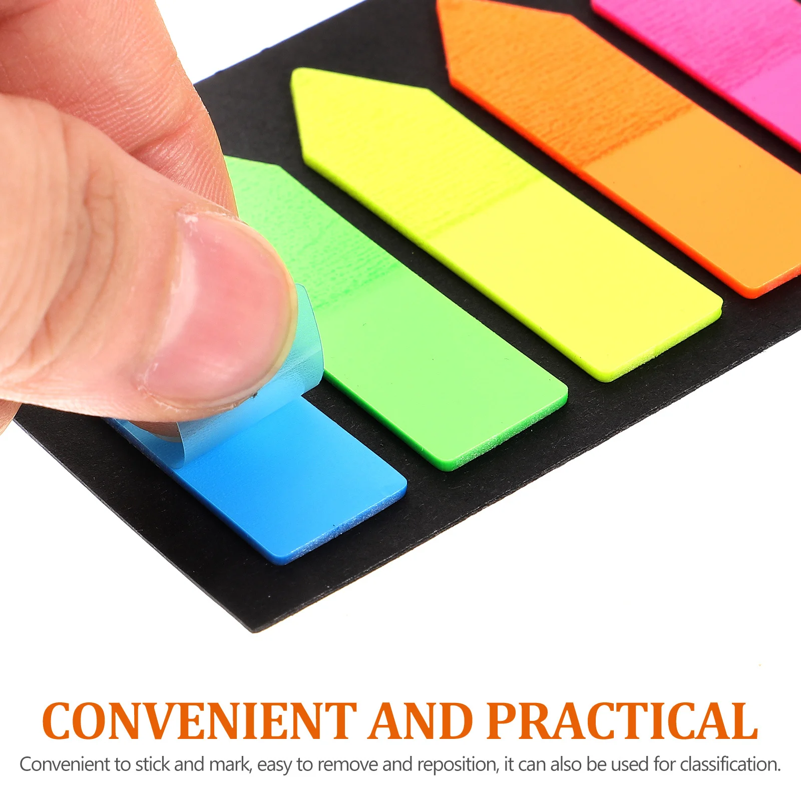 2Sets Fluorescent Pointed Tabs Writable Sticky Index Book Markers Eyecatching Colorful Annotation Supplies for School Office