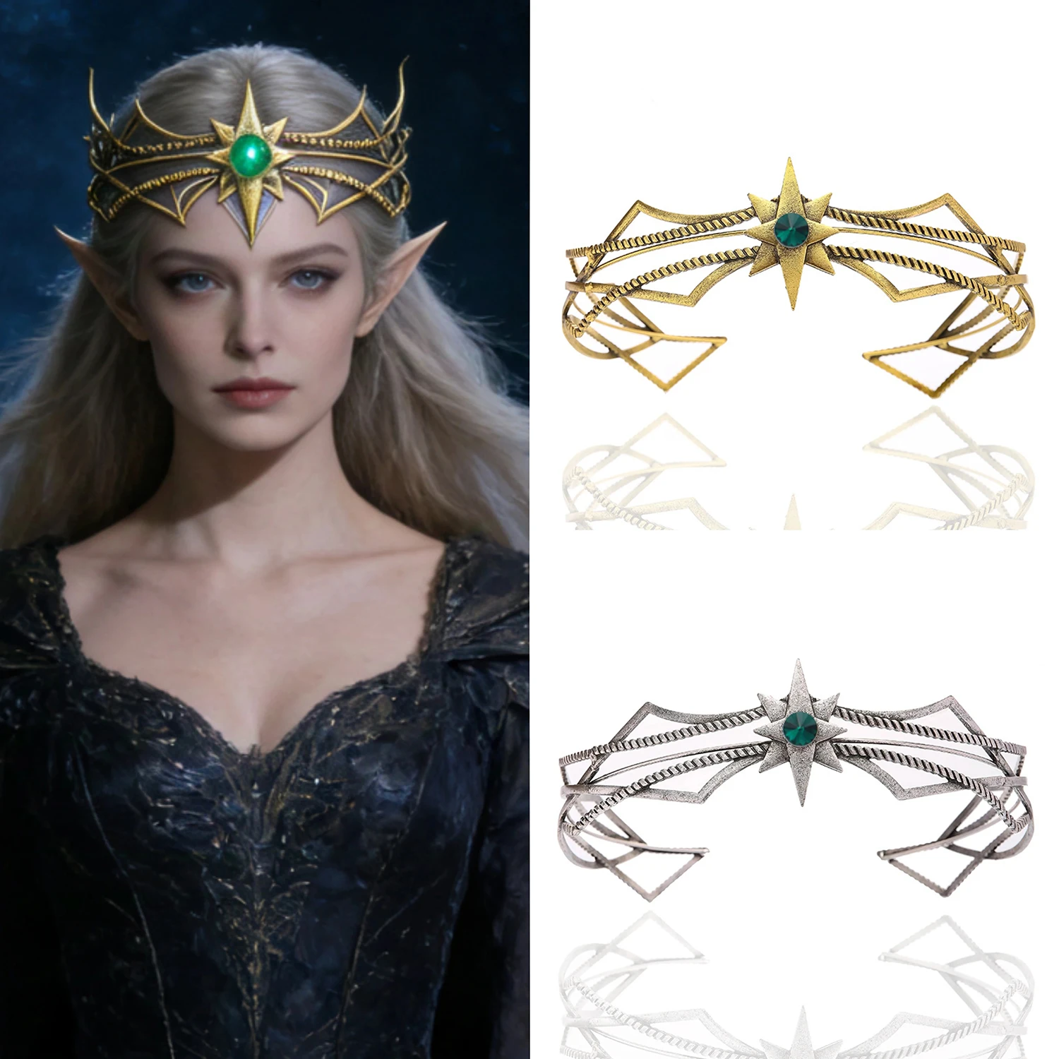 

Европейский и американский хоббит King, корона для волос из сплава, королева эльфа, головной убор, пленка, украшение на лоб, повязка для волос, косплей