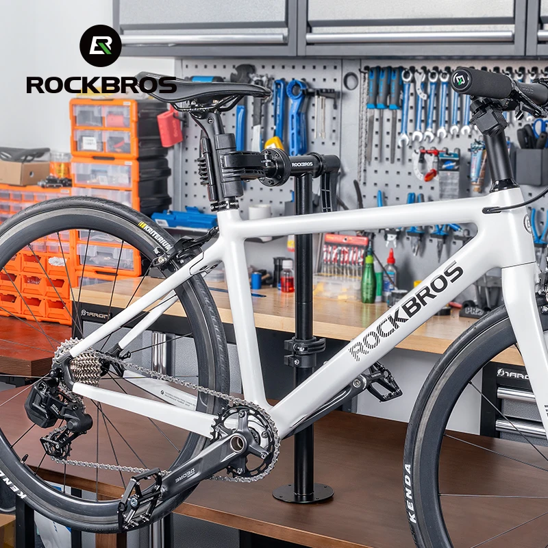 ROCKBROS Bike Repair Rack Desktop Professional Bicycle Wheel Truing Stand 360ยฐ Rotation Adjustable Maintenance Storage Stand