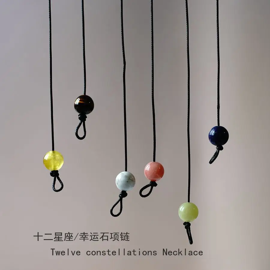 The Zodiac Necklace Contracted Students Natural Stone Clavicle Chain Necklace  Natural Stone Beads Accessories #YXX01