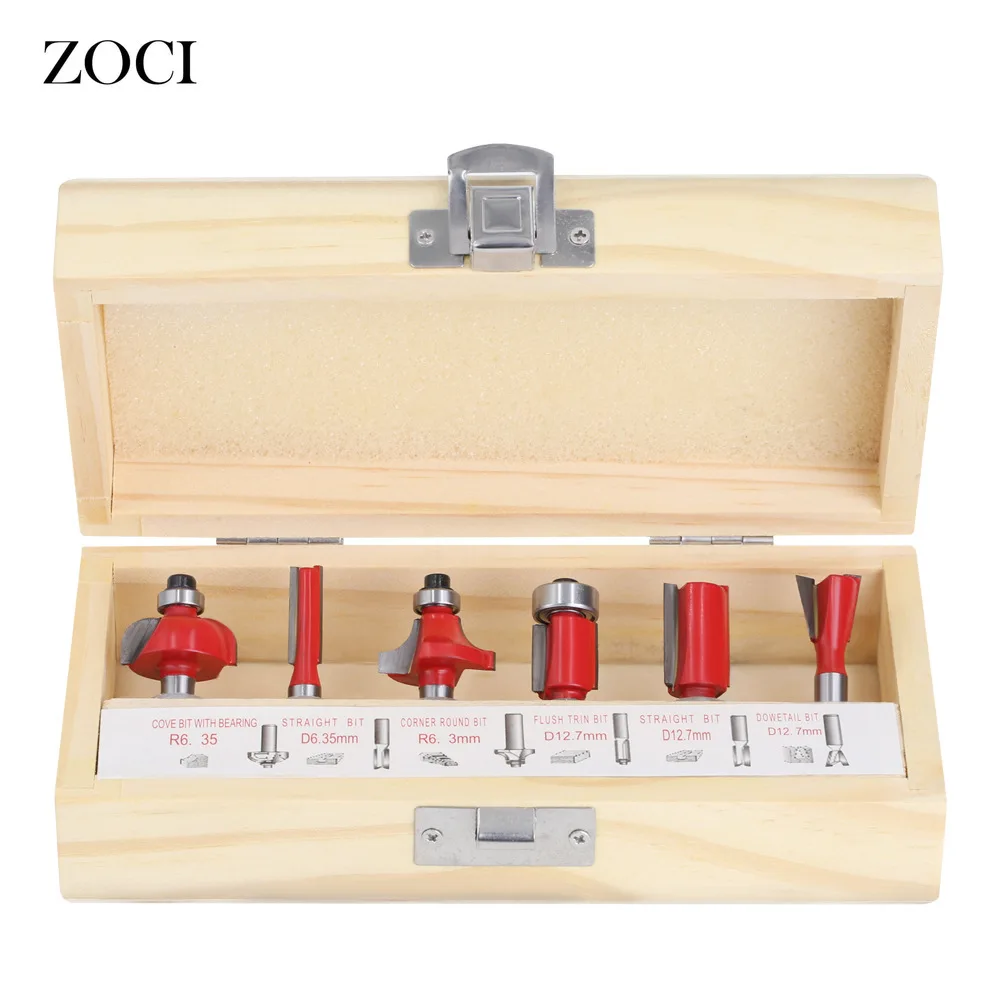 1/4 Inch Router Bit 12pcs Set Milling Cutter Wood Bits Tungsten Carbide Cnc Mill Kits Woodworking Electric Trimmer Wood Tools