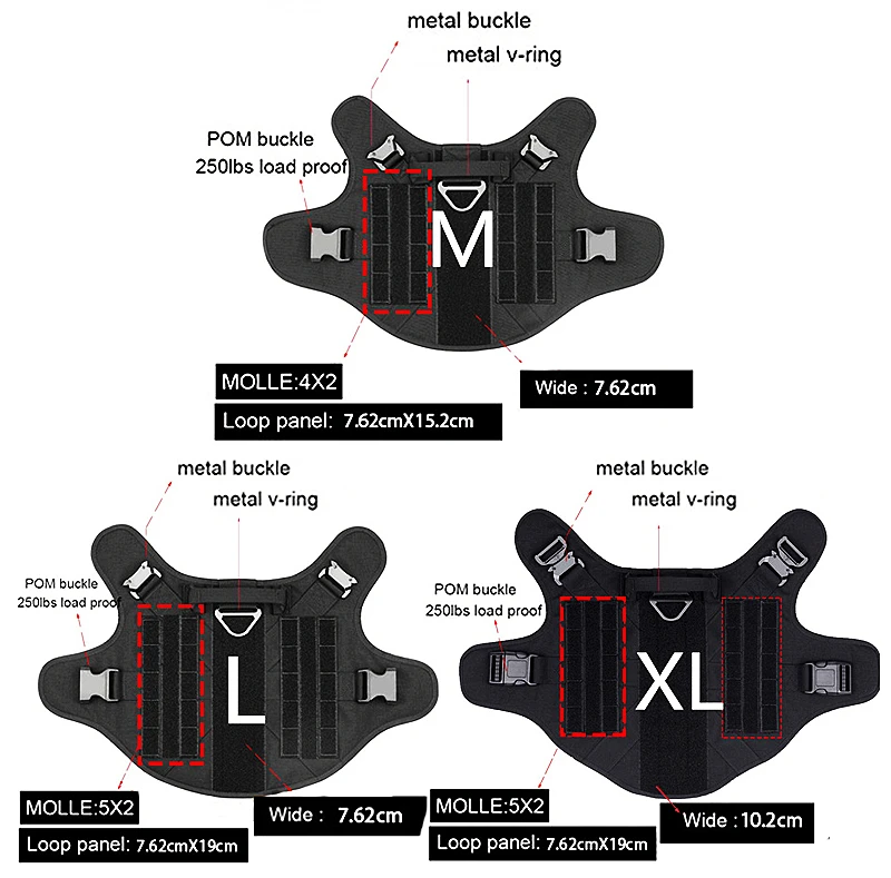 Tactical Dog Harness, Adjustable No-Pull Handle Service Vest Heavy Duty Pet Large Breed, Dog Vest for Training Hunting Walking