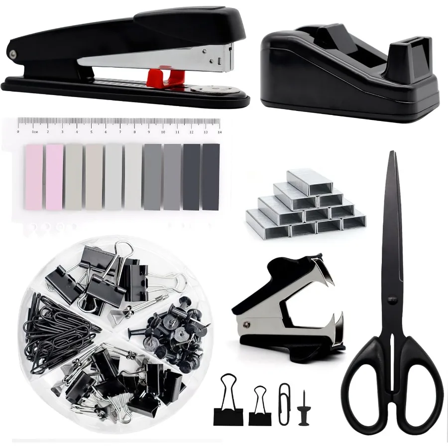 black-office-supplies-black-desk-accessories-stapler-and-tape-dispenser-set-for-with-large-stapler-tape-dispenser-staple-remove