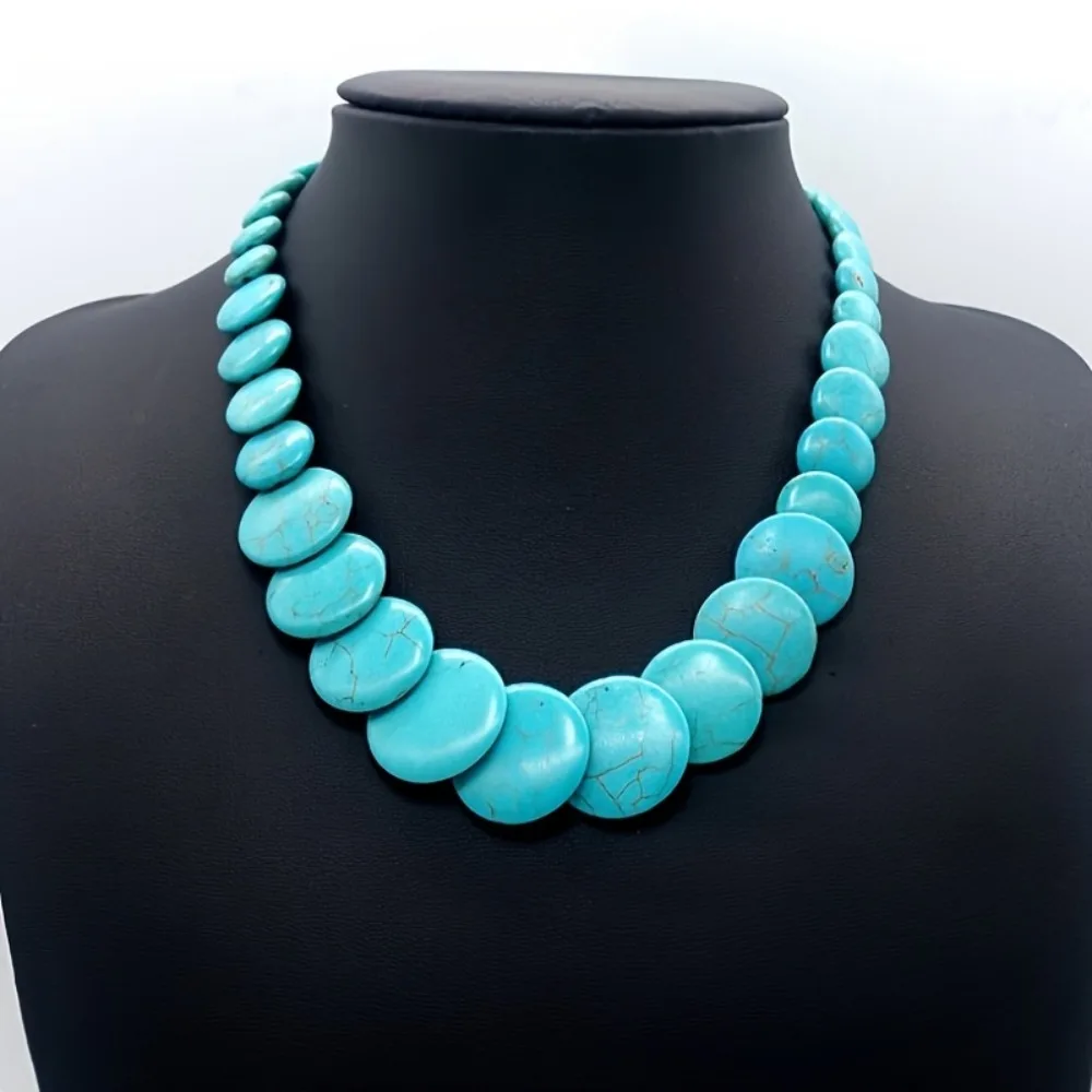 Arrival Imitation Turquoise Necklace Round Short Neck Chain