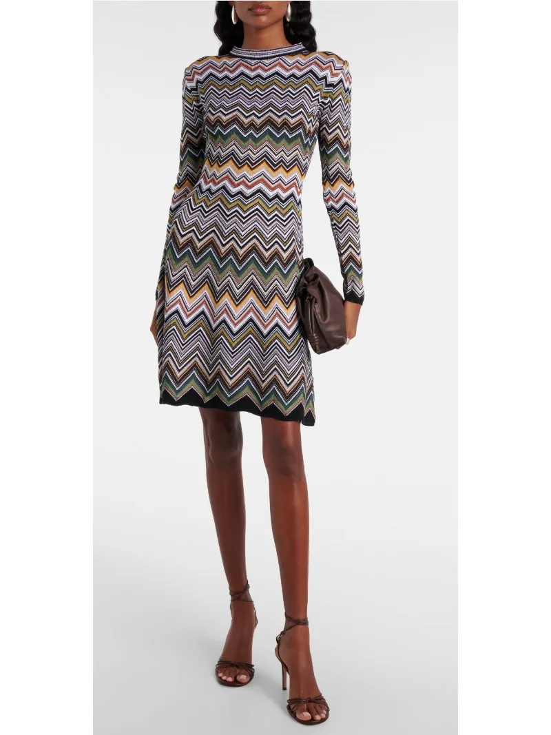 Women Elegant Ball Dress with Multi Color Stripe Pattern Retro Design Loose Elastic Breathable Fabric Party Clothing