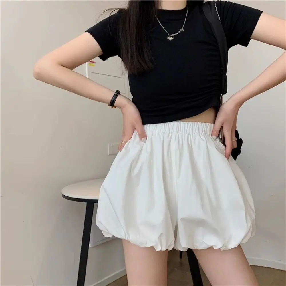 

Casual Flower Bud Lantern Shorts High Waist Loose Pumpkin Shorts Women Female Clothing Streetwear Bubble Lantern Short Pants