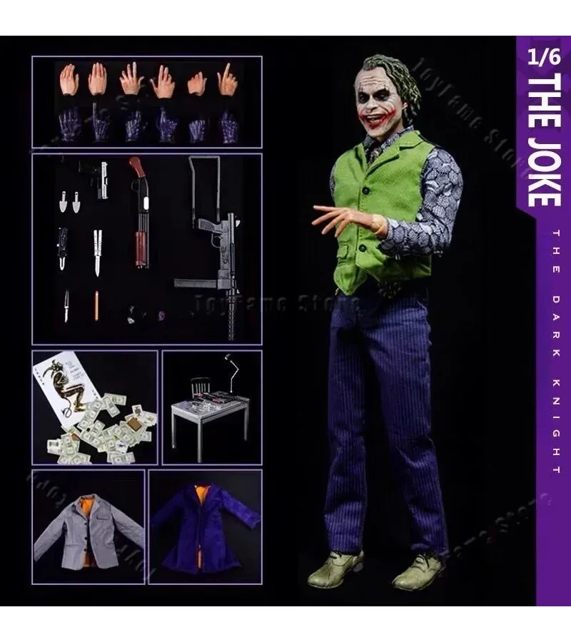 HC Hot Toys Real Clothes Joker Figure The Comedian Play Arts The Dark Knight 1/6 Articulated Joints Collectible Model Toy 30CM
