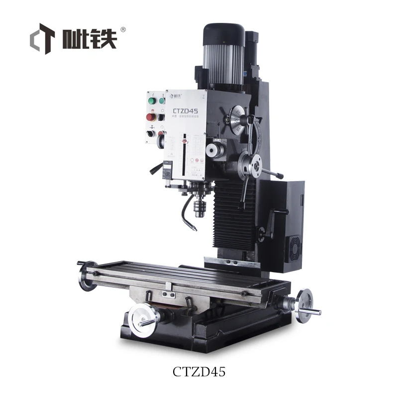 Mesin Frais Vertikal CTZ45, Mesin Bor CNC Kayu, Mesin Bubut Kombinasi Bekas, untuk Konstruksi dan Penggunaan Rumah Tangga, Termasuk Motor Inti, Bantalan, Gearbox, dan PLC