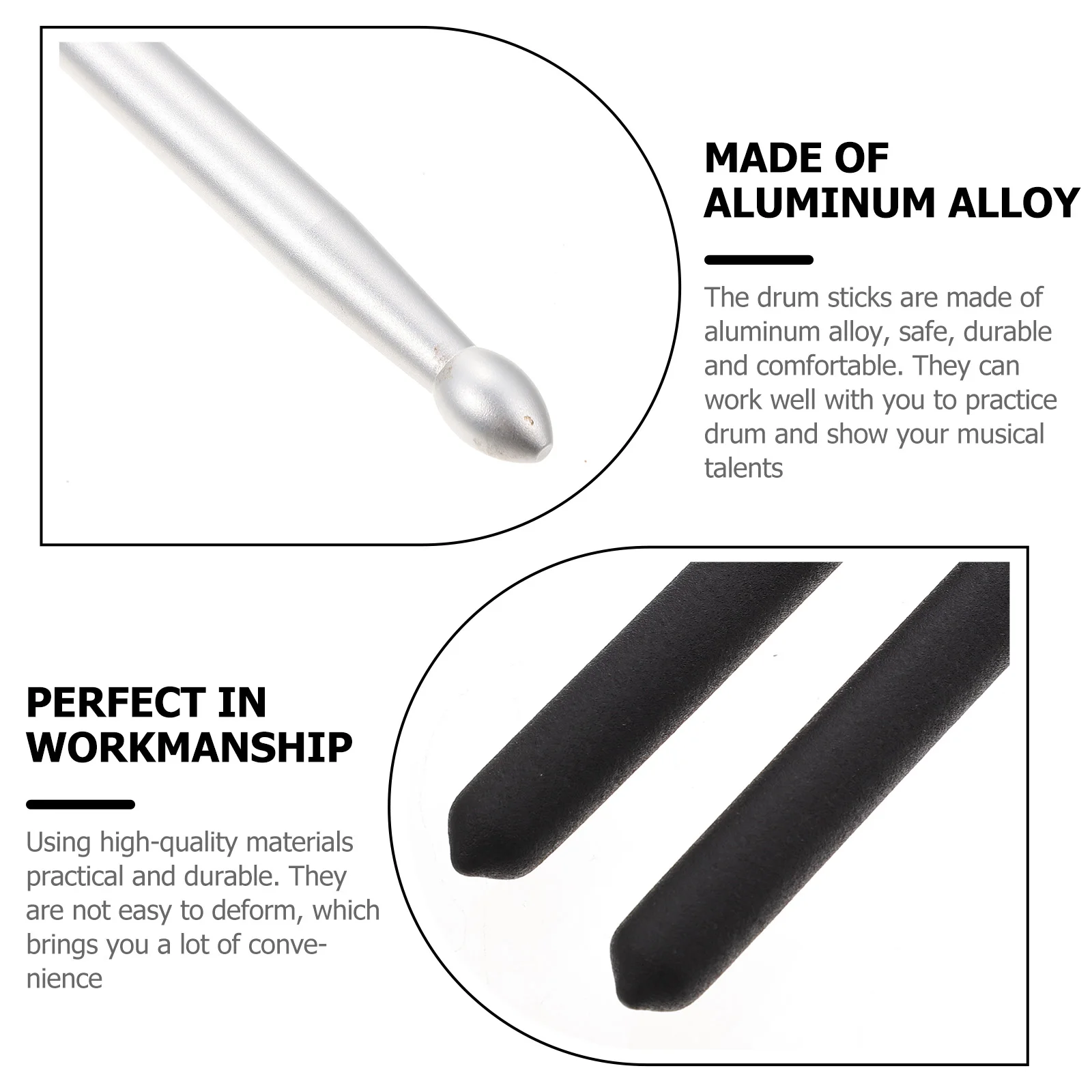 

2 Pcs Sticks Aluminum Alloy Drum Rods Drumsticks Silver Instrument Accessories Staff