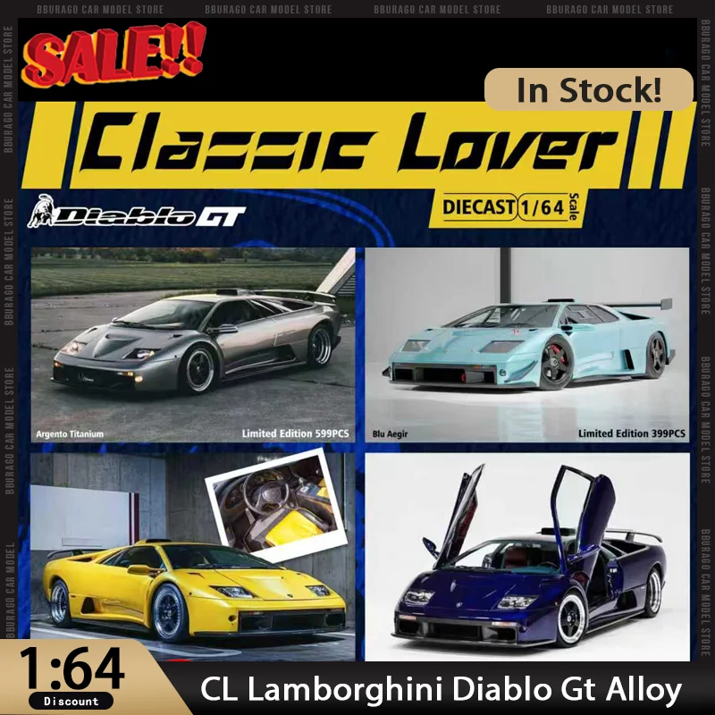 

Новинка в наличии Cl Classic Lover 1:64 Lamborghini Diablo Gt, легкосплавный автомобиль, миниатюрный литой под давлением, не открытые украшения, игрушки на заказ, подарок для детей