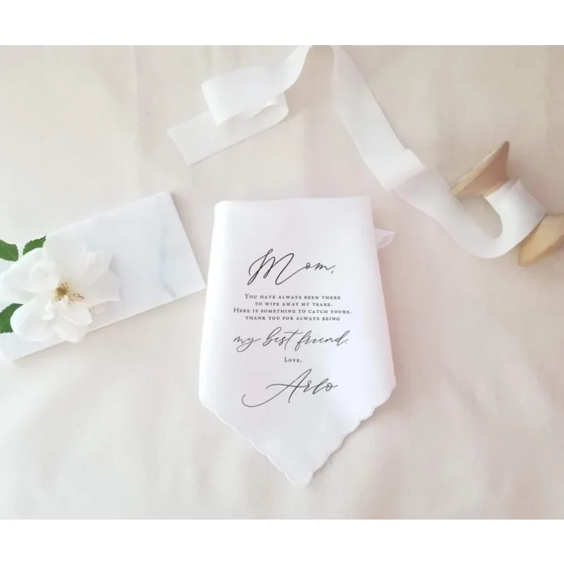 Personalized Name Date Wedding Handkerchief Gift Mother of The Bride Father of The Bride Wedding Gift Custom Gift From Daughter