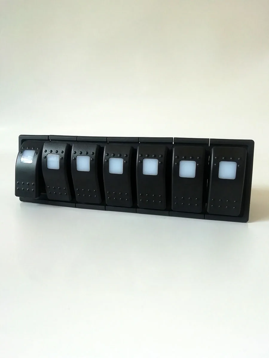 Interruptor de coche combinación de siete posiciones, botón en forma de barco con trípode de luz, RV de dos engranajes, 12V, 24V, producto universal modificado, nuevo