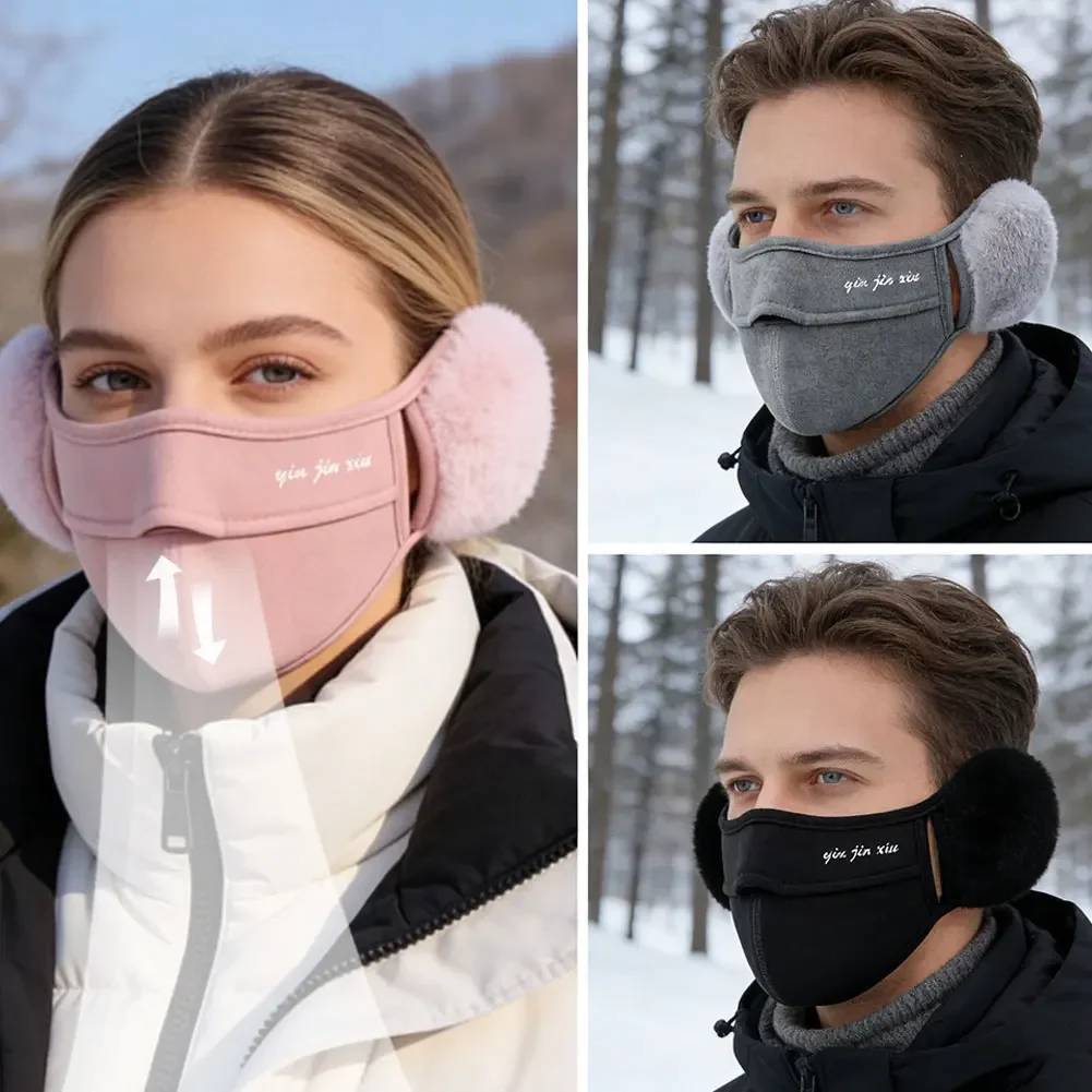 Cycling Warm Facemask With Earflap For Men And Women Thickened Rabbit Hair Windproof Earmuffs Autumn Winter Outdoor Warm Wears