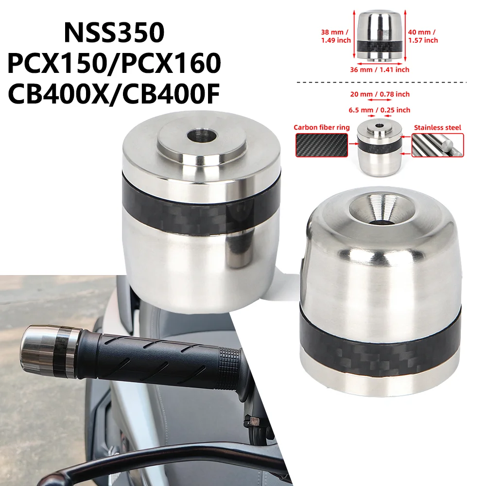 For Honda NSS 350 PCX 150 PCX 160 CB 400 X CB 400 F Motorcycle Handlebar Eend Plug Stainless Steel Handle Plug Cap Slider