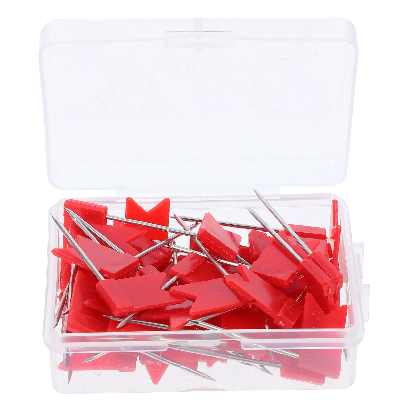 50 Pcs Flag Pin Map Push Red Banner Tacks Iron Construction Versatile Usage Home Office School Bulletin Board