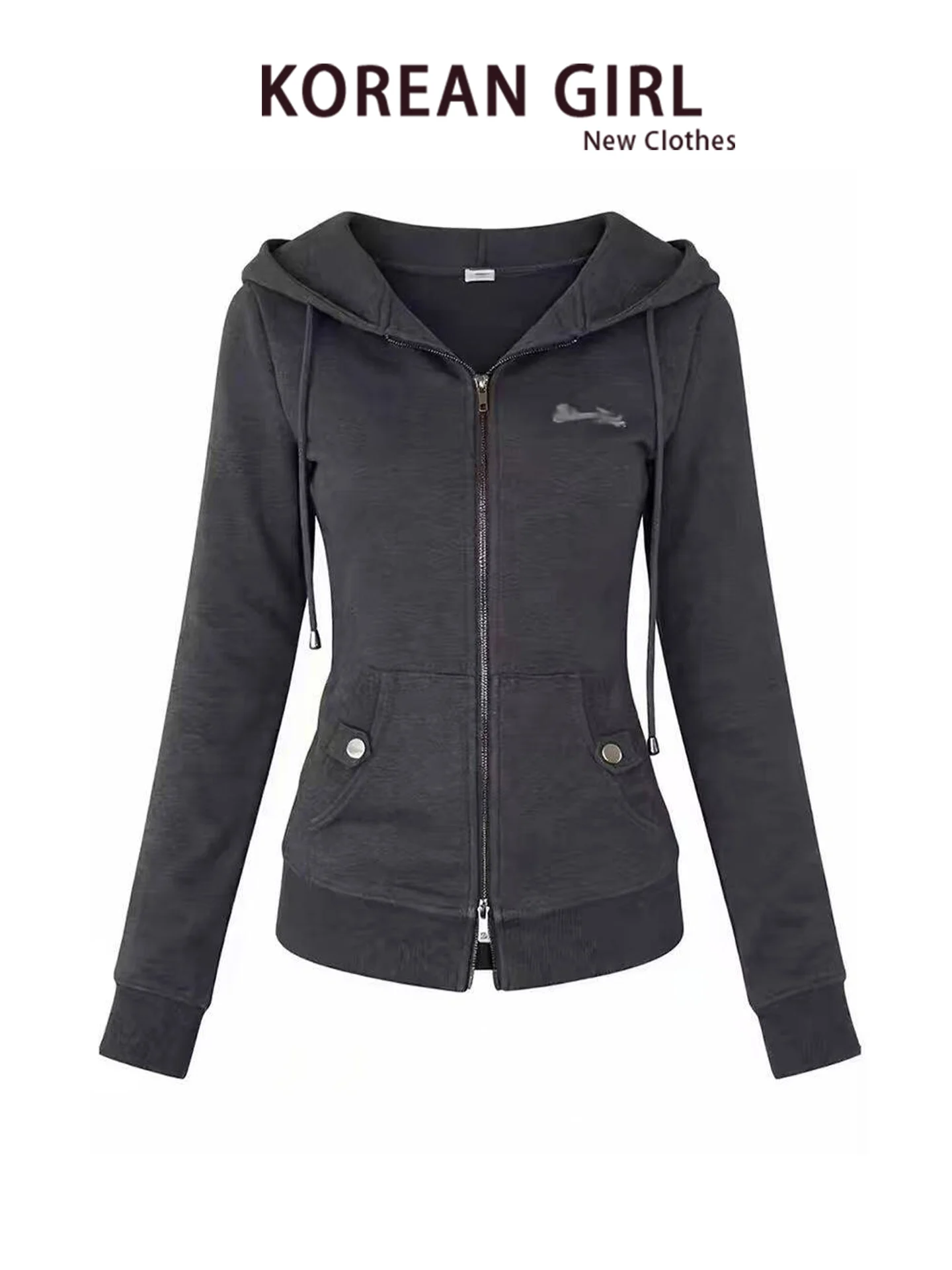 Retro Korean Style Hoodie Jacket Women's Autumn Winter New Style Commute Waist Cinched Slim Fit Open Cardigan Top