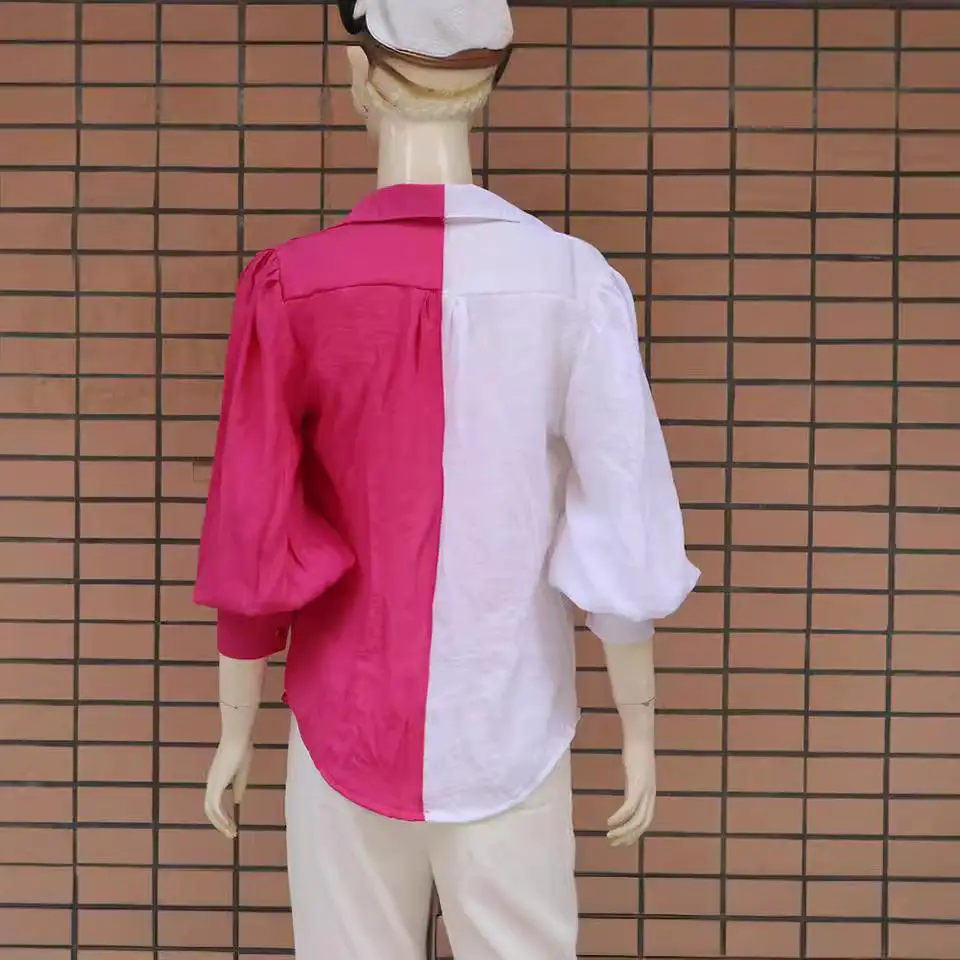 

Новый женский длинный све с отложным воротником irt, двухцветный лоскутный топ Briti Sle, тонкий материал, не легко деформируется