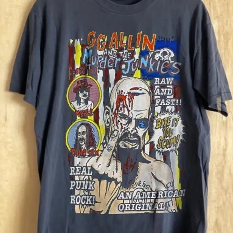Gg Allin And The Murder Junkies Black T Shirt Cotton Full Size Ahn02641