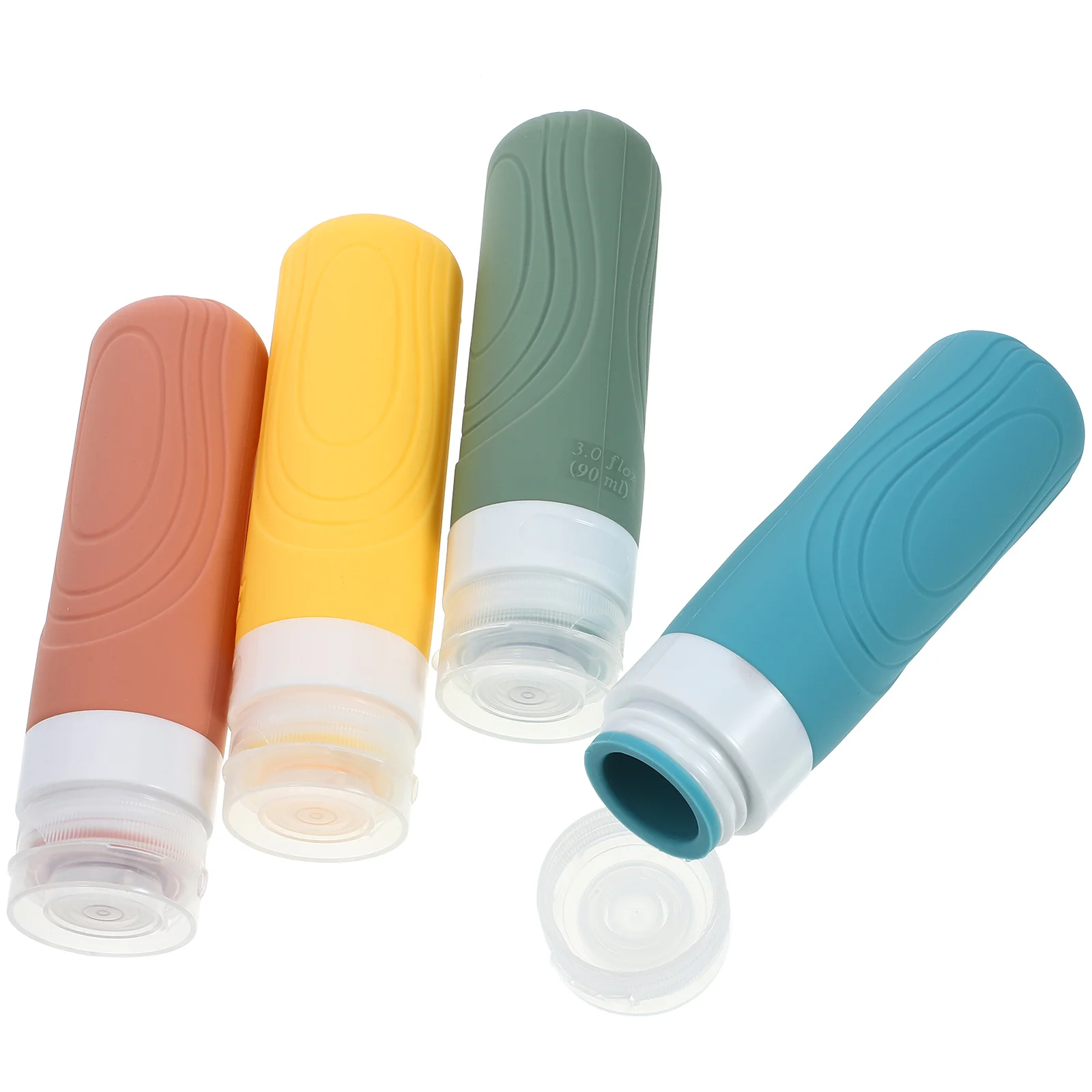 Bouteilles de toilette de voyage à presser étanches, distributeurs rechargeables de shampoing et de revitalisant, conteneurs de voyage de 90ml, 4 pièces