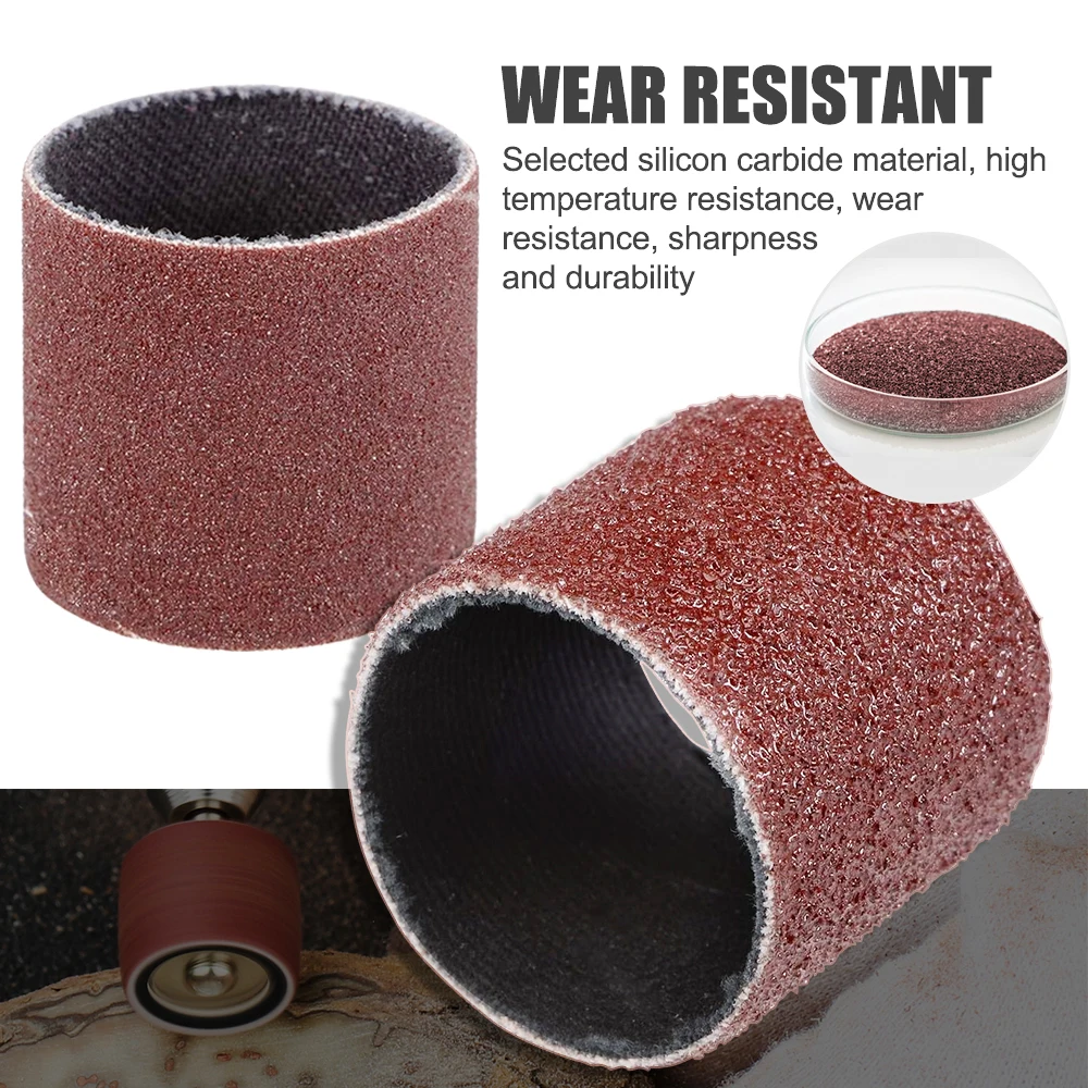 XCAN Sanding Drum Set #80 #100Grit with 12.7mm Sanding Mandrel for Dremel Rotary Tools Abrasive Tools Sanding Bands