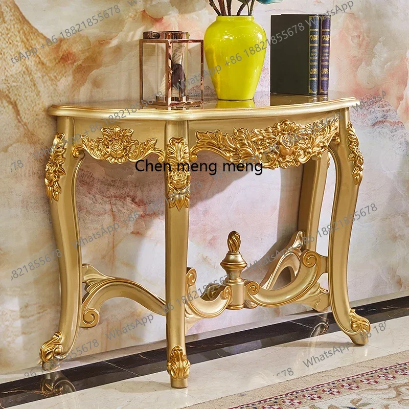 

178Luxury solid wood porch foyer decorative table European light luxury semi-round side cabinet partition2936