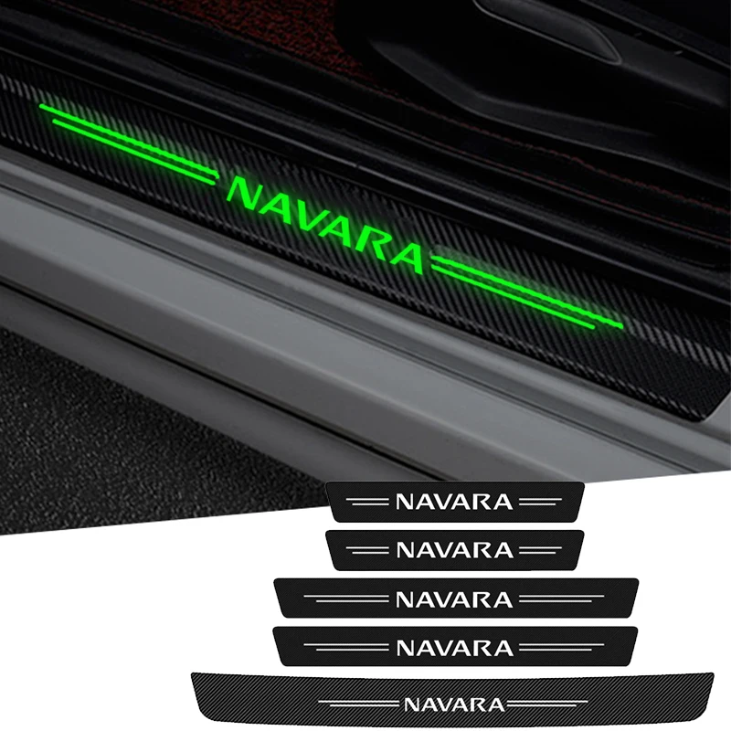 Luminous Car Door Sill Anti Scratch Stickers Film Accessories for Nissan Navara Badge X-Trail T31 Kicks Juke Leaf Micra Sentra