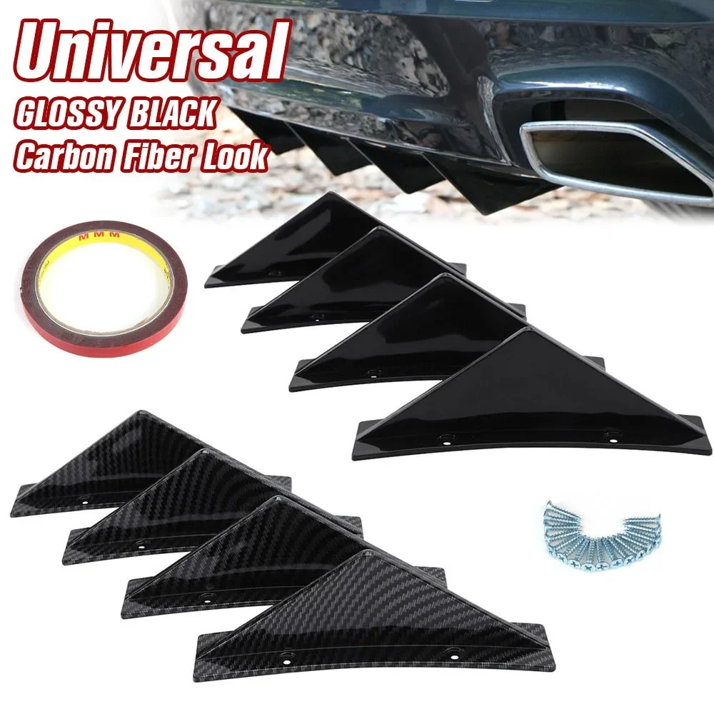 Universal Car Modified Shark Fin 4Pcs Rear Spoiler Car Rear Bumper Addon Lip Diffuser Chassis Lip Decoration Car Accessories