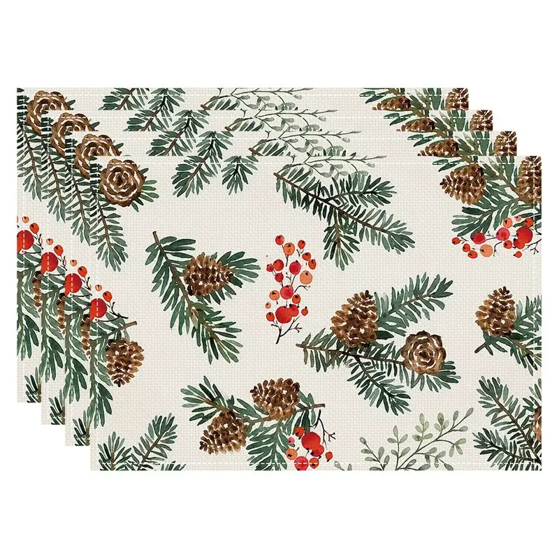 VIKAMA Forest Christmas Mat Waterproof and Insulated Table Mat Holiday Party Home Restaurant Table Decoration Mat