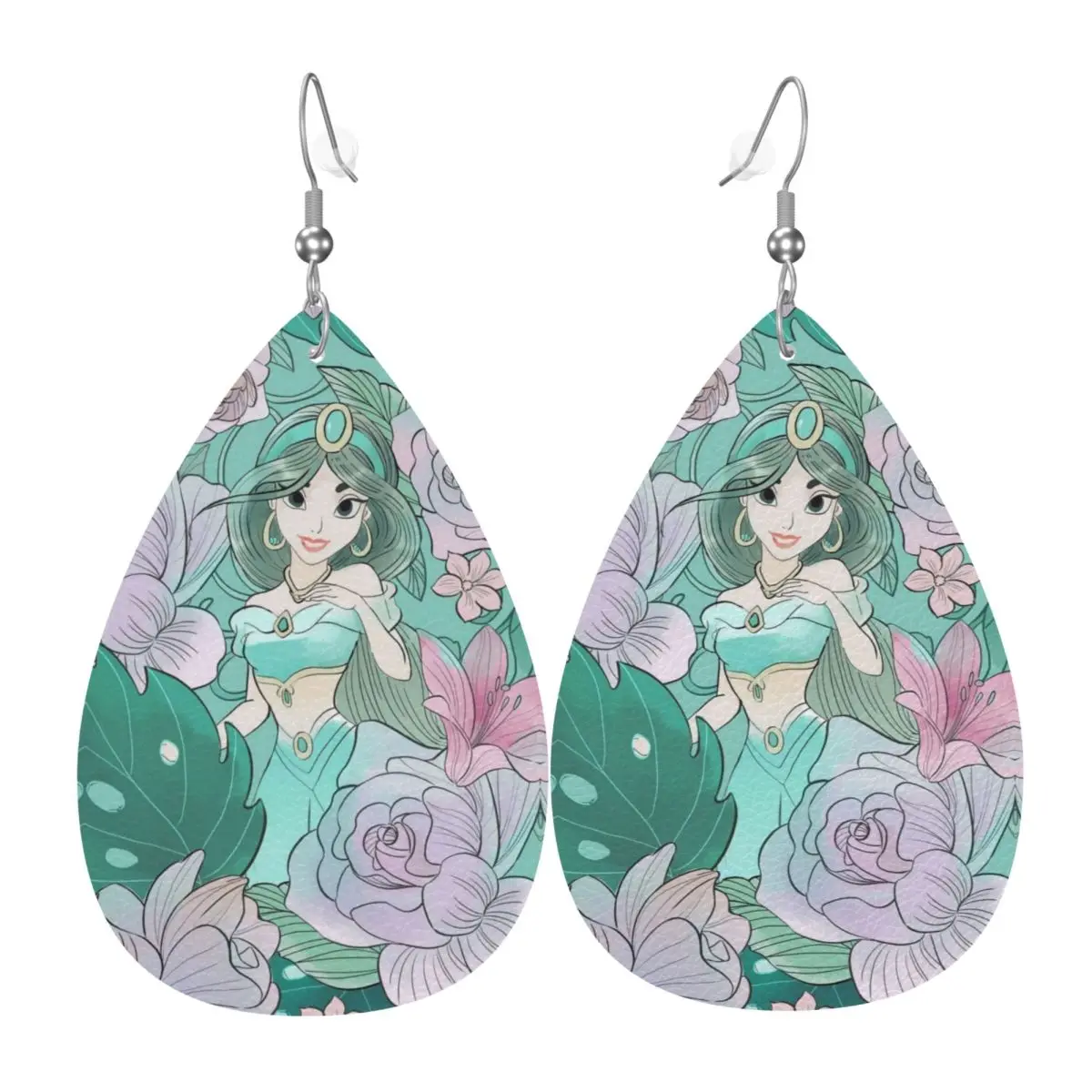 Custom Cute Cartoon Aladdin PVC Leather Earrings Dangle Earrings Jewelry For Women For Wife Mother Gift