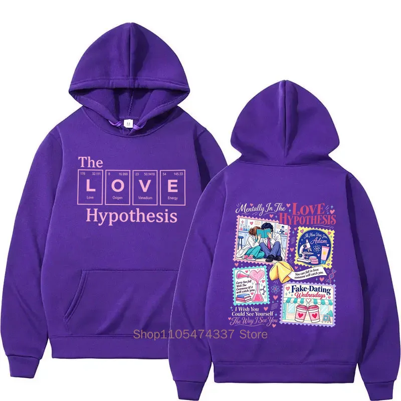 Der Love Hypothesis Print Hoodie Herbst Winter Damen Lustiger lässiger modischer Streetwear Pullover Langarm Fleece Sweatshirt – Detail 4