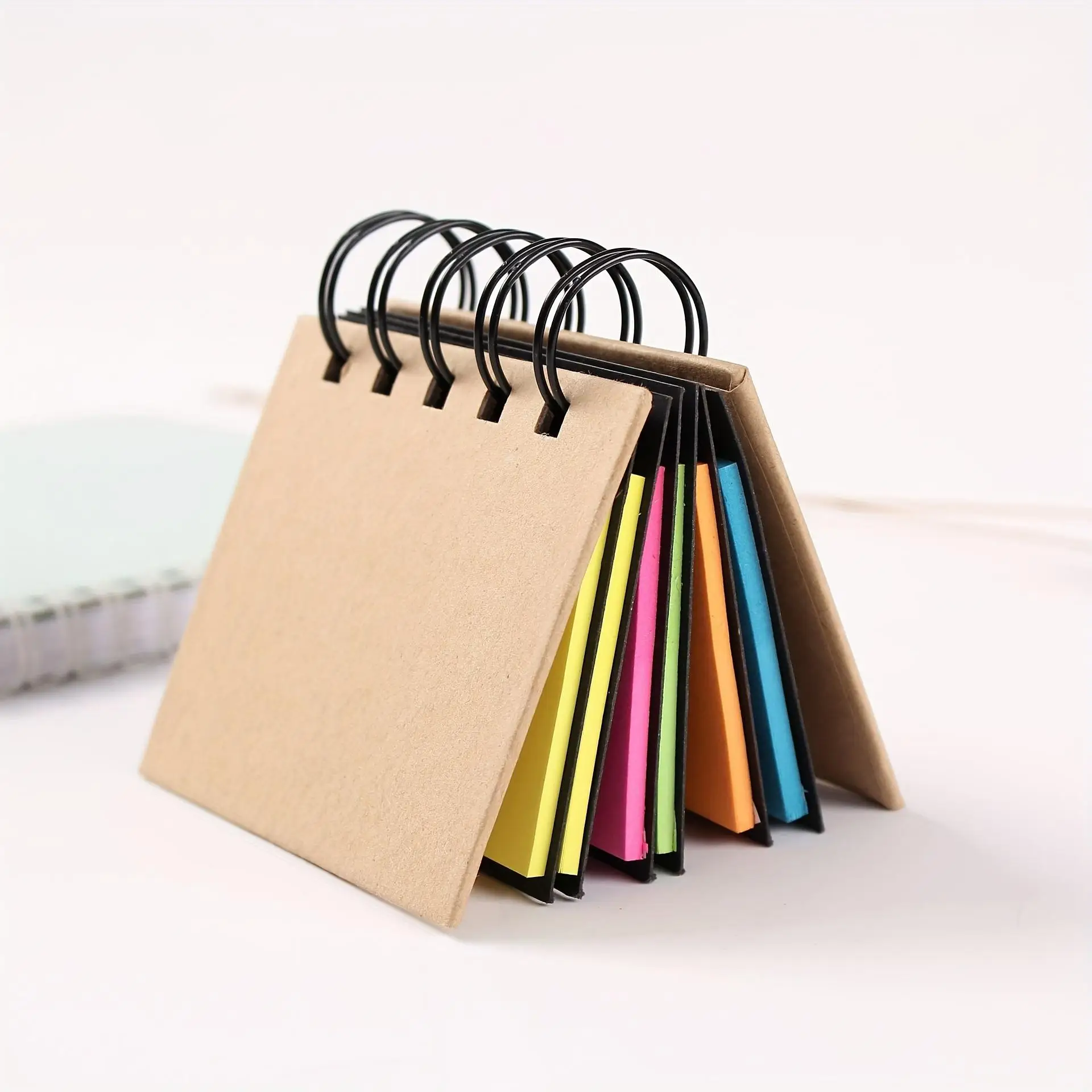 5 Different Colors Total 250 Sheets Portable Combination Sticky Notes Spiral Notebook Self-Adhesive Notes Spiral Bound