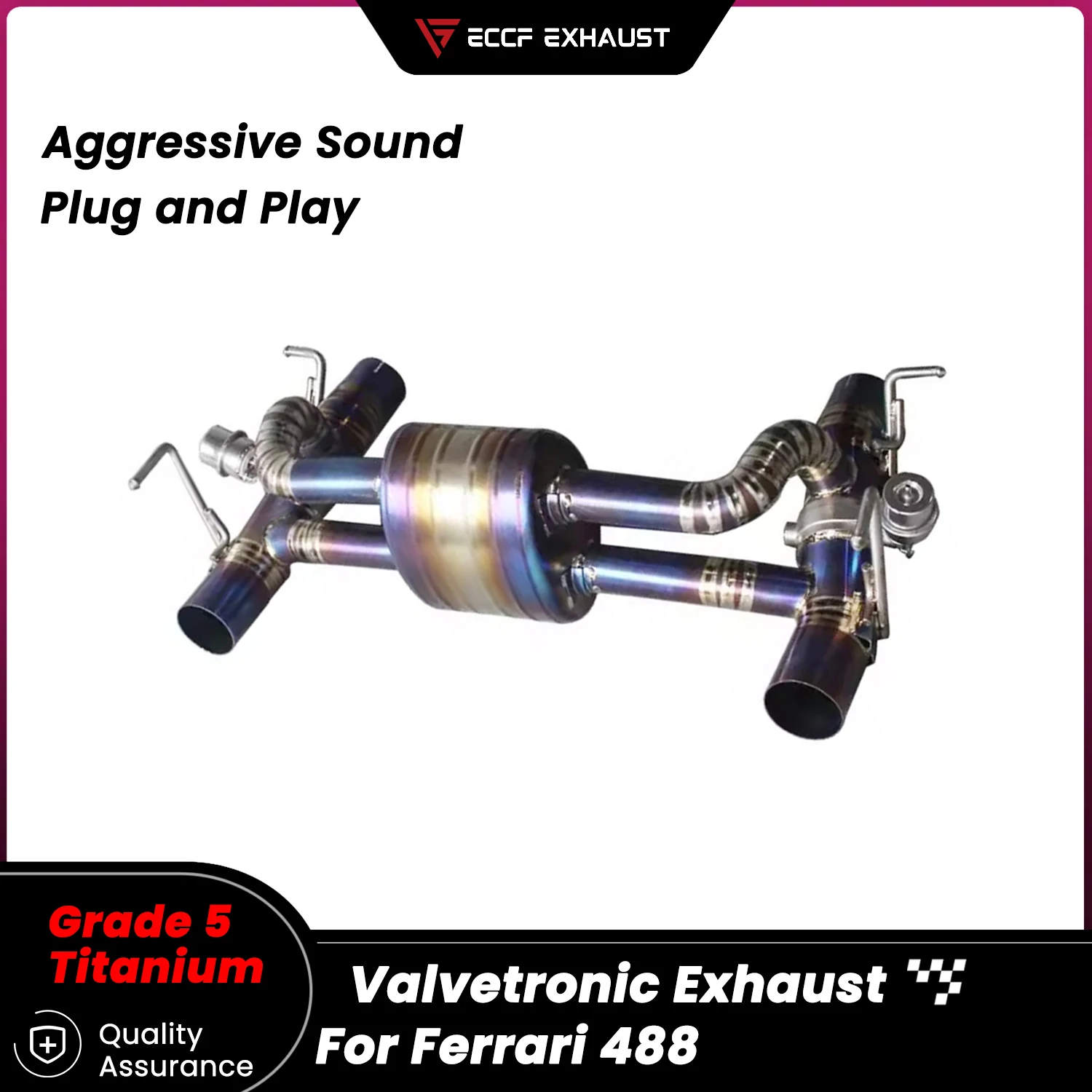 

Pneumatic Valve TItanium Sporty Catback Exhaust for Ferrari 488 Freely Adjustable Sound Control Easy Installation