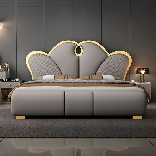 목재 모던 심플 더블 침대 프레임, 럭셔리 퀸, 킹 사이즈, 유럽 침대, 예쁜 미학, 캐쥬얼 침실 가구 