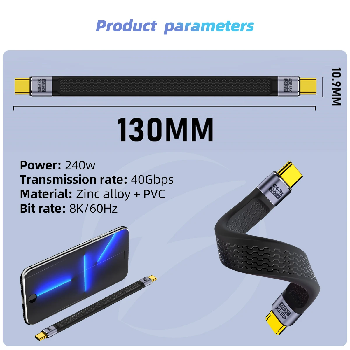 40Gbps 20Gbps USB 4.0 PD 240W/100W cavo di ricarica rapida supporto cavo dati Mobile per trasmissione Video 8K 4K per telefono Notebook