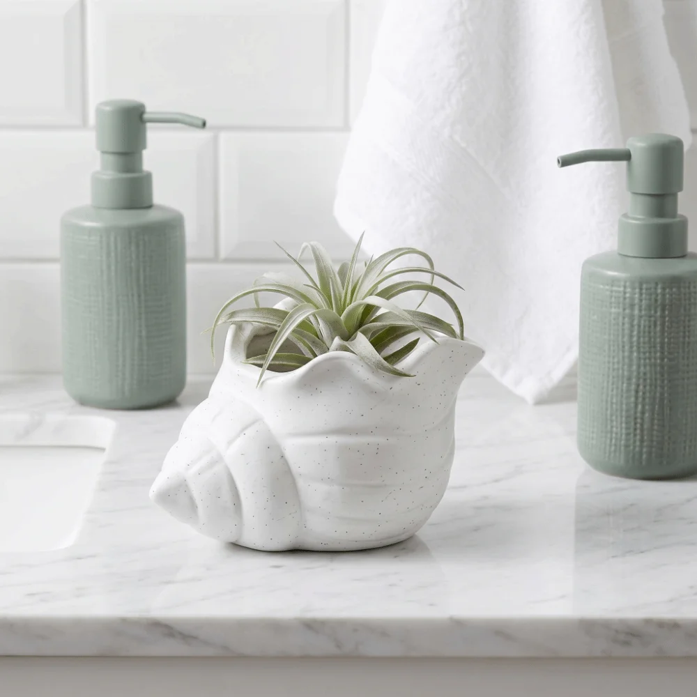 Pen Holder 3D Printed Conch-shaped Flower Pot Ornaments Ocean-themed Conch Storage Box Decoration Mini Plant Pot Indoor Plants