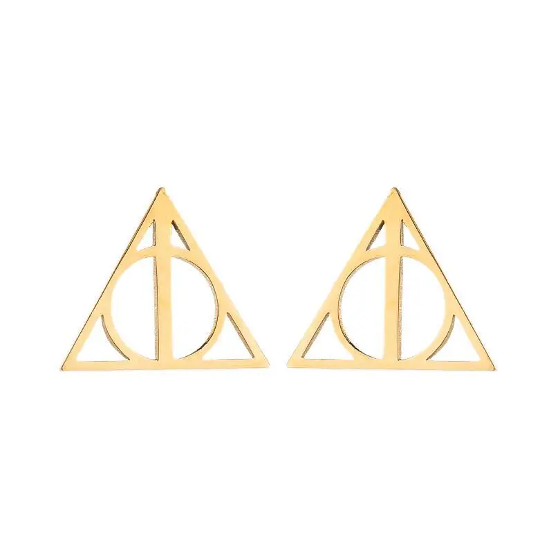 Harry Potter Earrings Movie Peripheral Toys The Deathly Hallows Triangular Earrings Women\'s Accessories Party Decoration Gifts