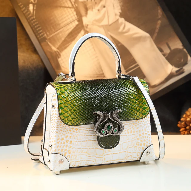 Snakeskin Pattern Women's Handbags Lady Shoulder Messenger Bag 2023 New Genuine Leather Portable Shell Bag Luxury Fashion Brand