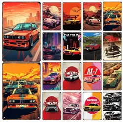 Sports Car Metal Poster Signage Tin Painting Car Plaque Home Living Room Club Garage Modern Wall Art Decor