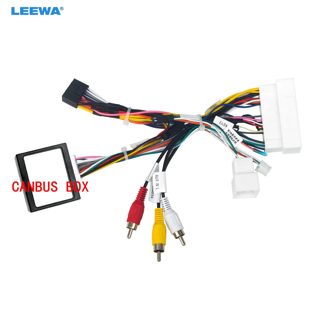 LEEWA Car Audio 16PIN DVD Player Power Calbe Adapter With Canbus Box For Hyundai Encino IX35 Tucson KIA K3 K5 KX7 Stereo Plug