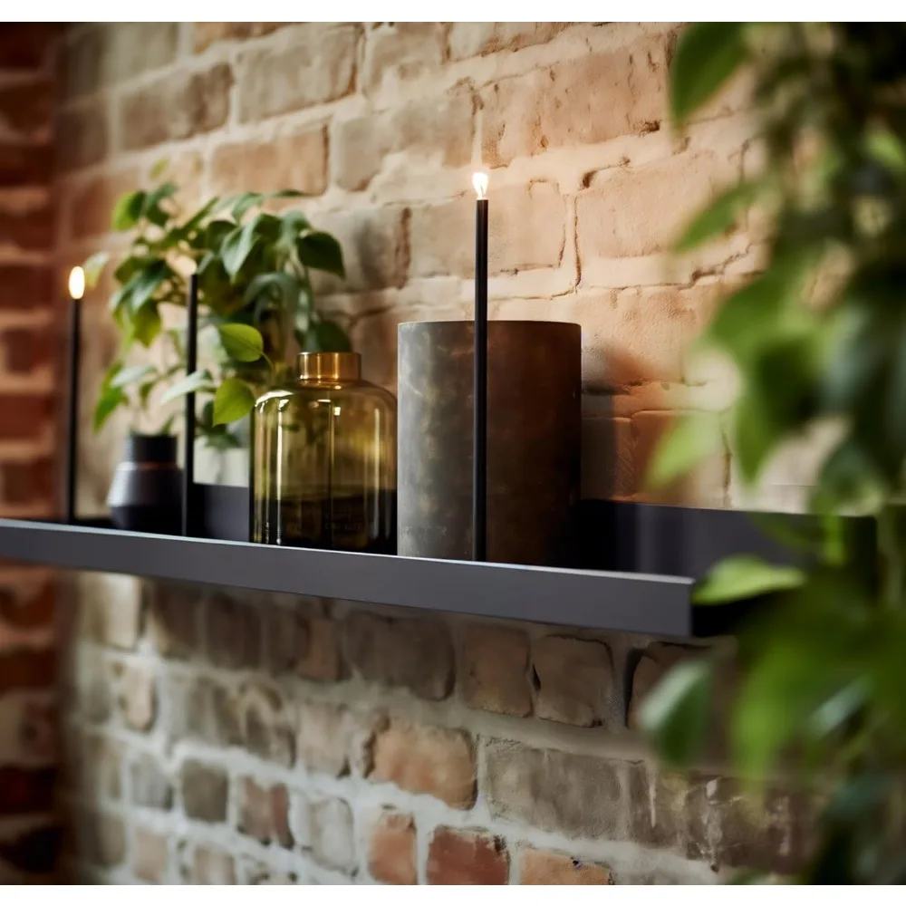 رف حائط عائم من الفولاذ على طراز المزرعة الحديثة الصناعية شديدة التحمل مصنوع في الولايات المتحدة الأمريكية للصور والديكور #2