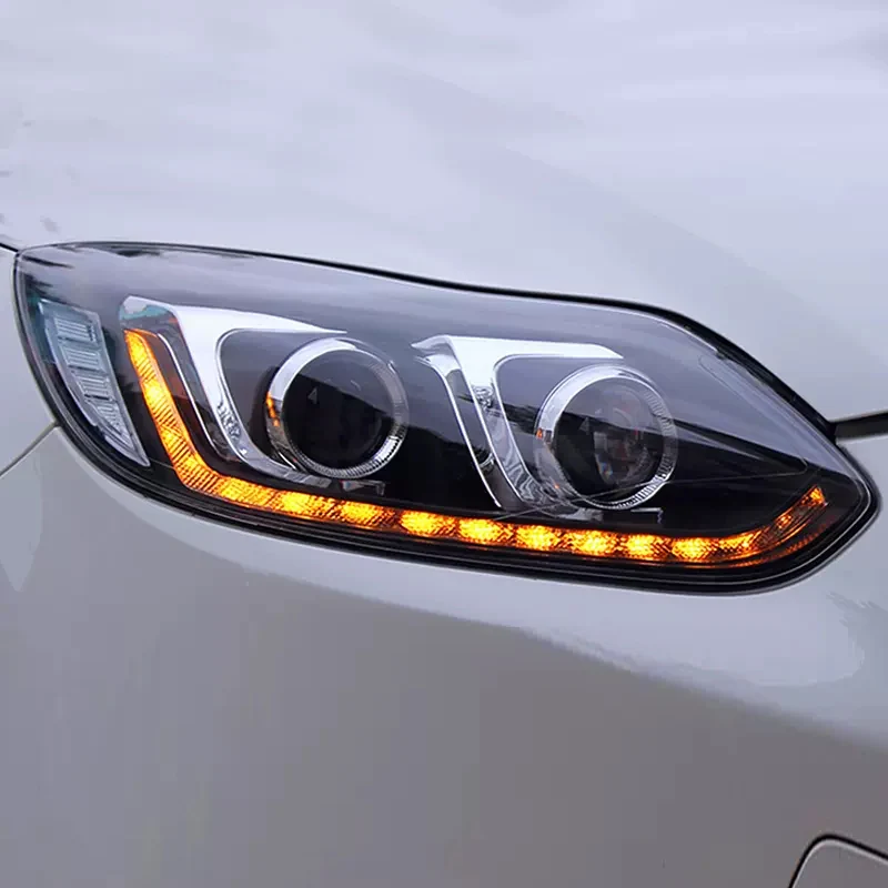 LED قطع غيار السيارات إضاءة أمامية لفورد فوكس 2012-2014 LED سيارة المصابيح الأمامية الديناميكية الجمعية بدوره إشارة النهار تشغيل أضواء أزواج